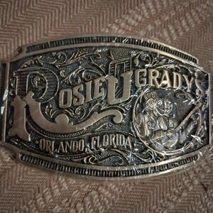 Vintage 1970s Solid Brass Rosie O'Grady Good Time Orlando Florida Belt Buckle